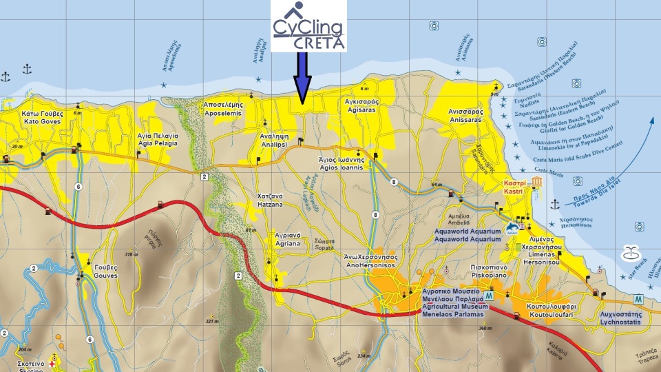 our cycling map for the area of Hersonisos Crete