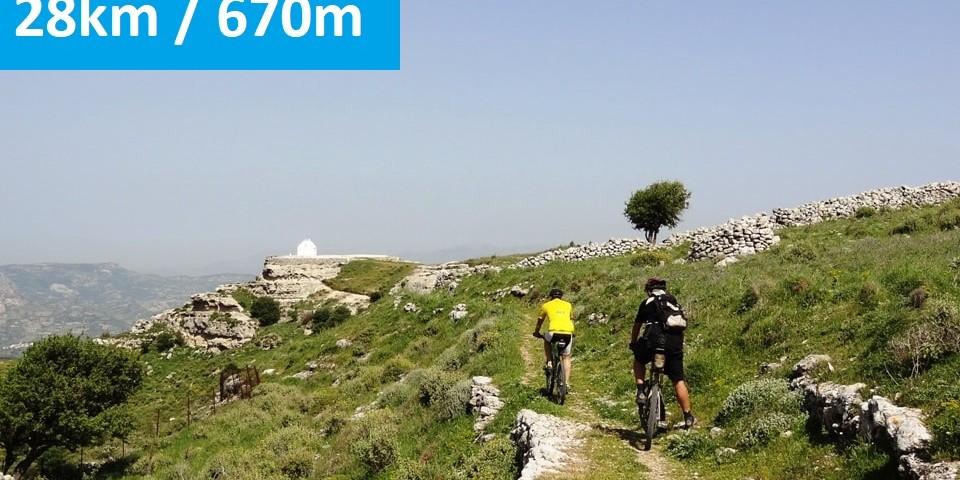 Agios Myronas Rizinia Vathia bike tour the path to Agios Panteleimonas church - feature img
