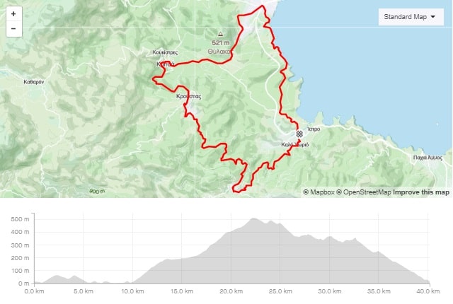 Agios Kritsa Prina bike tour map and elevation map -min
