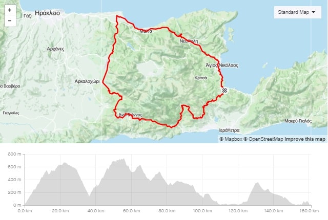 Dikti round bike tour map and elevation map-min