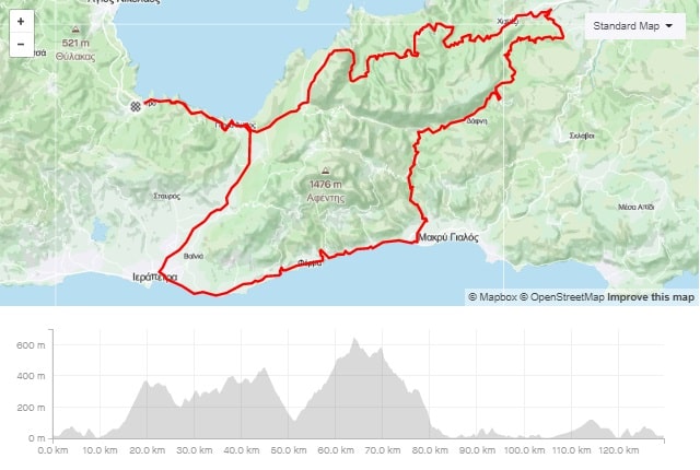 Orno round bike tour map and elevation map-min